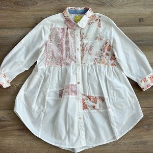 Anthropologie Maeve White Patch Work Blouse maternity